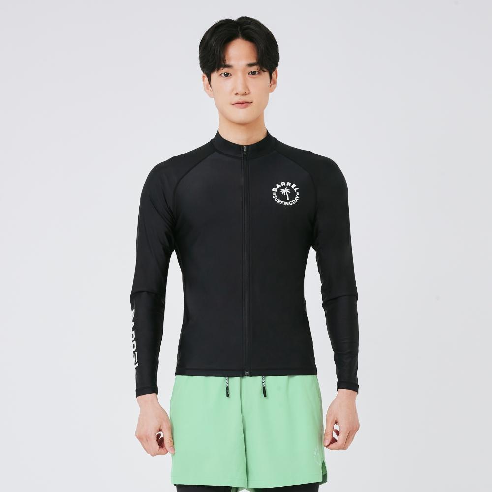 BARREL Men'S Sunset Zip-Up Rash Guard Black (B3Smwzr005Blk)