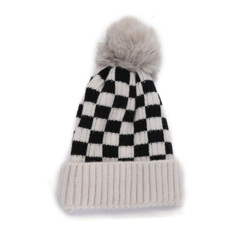 ins Japanese Korean version trendy wool hat baby boy girl child checkerboard knitted hat cold hat children