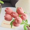 Handmade Crochet Tulip Bouquet Artificial Flower DIY Gift for Mother Teacher BirthdayGraduation Valentine Home Decor Accessories