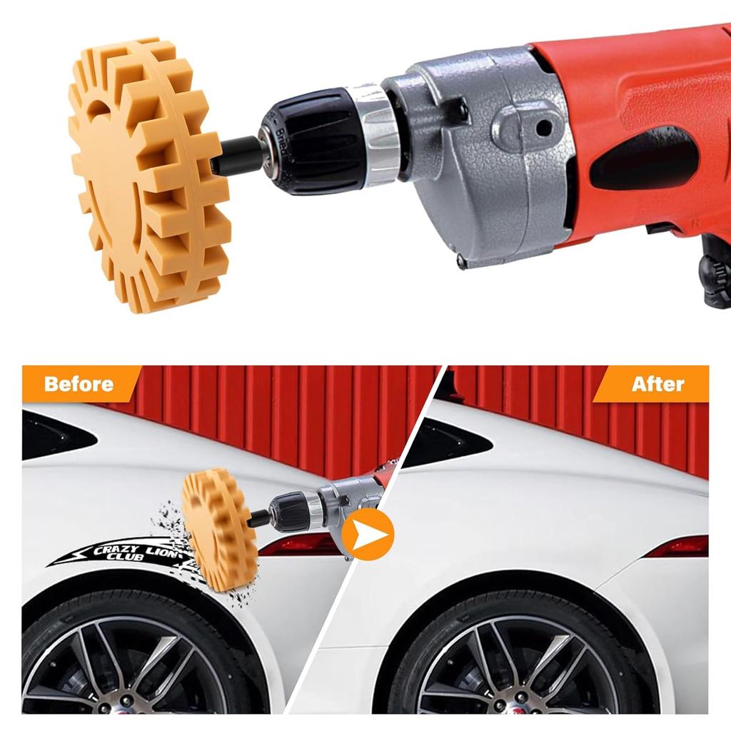 Gomake Decal Remover Eraser Wheel Tool Kit With Drill Adapter Vinyl Decal Adhesive Removal Tool With Razor Blade Scraper For Removing Ptripes,