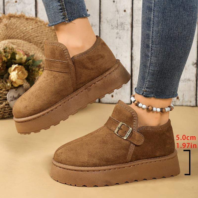 Snow boots women's new winter platform fleece belt buckle big cotton shoes short bread shoes boots women