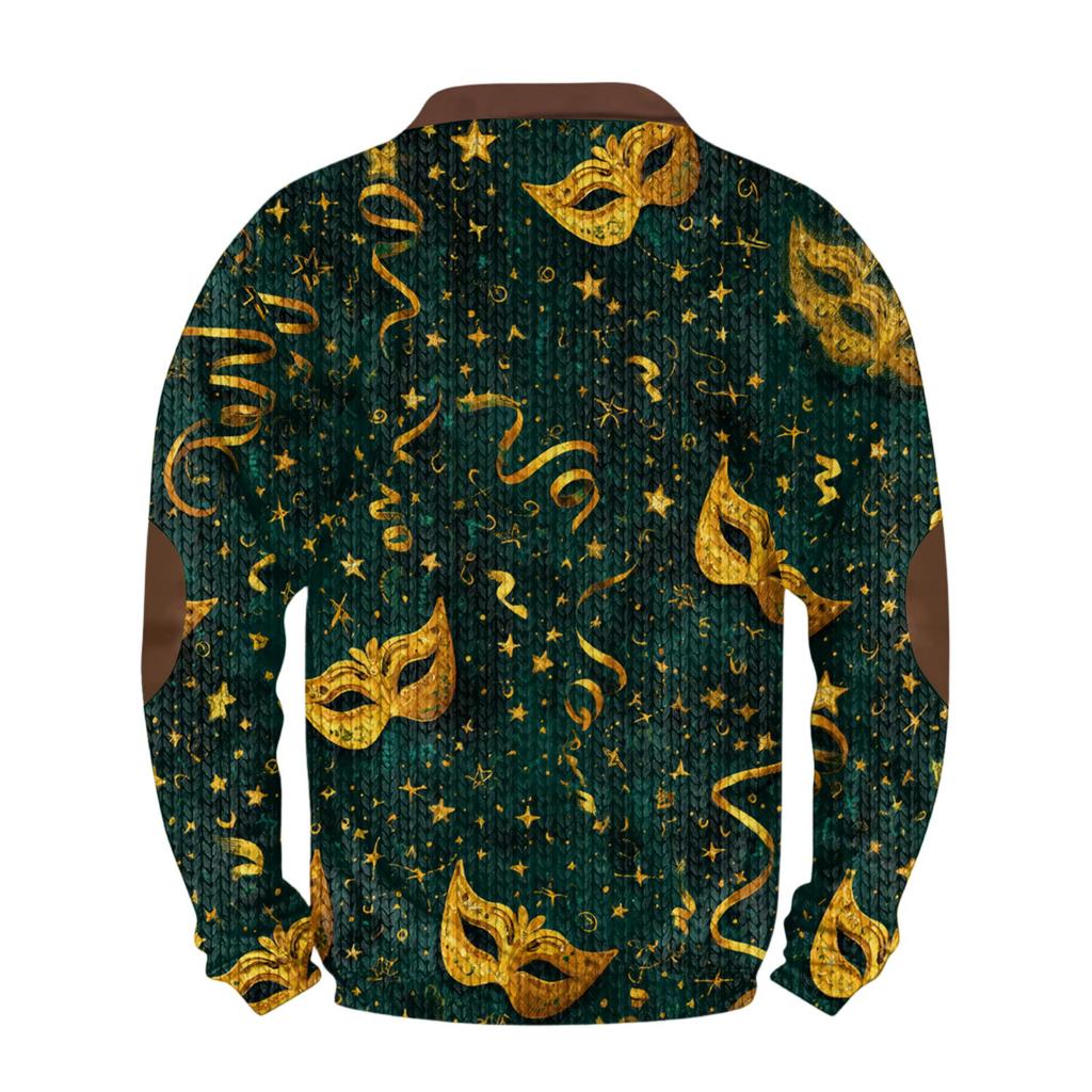 Pánský vánoční svetr Mikiny na zip Vintage pletený Grafická mikina Karnevalový Stojáček Pulovr