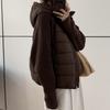 Fashion Female Short Coat Winter Jackets Hooded Knitted Sleeves Loose Thick Warm Women Parkas