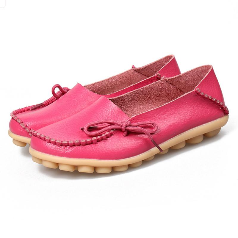 Women Flats Genuine Leather Fashion Walking Women Shoe Moccasins Ballet Flats Oxford Nurse Shoes Black Plus Size Ladies Shoes
