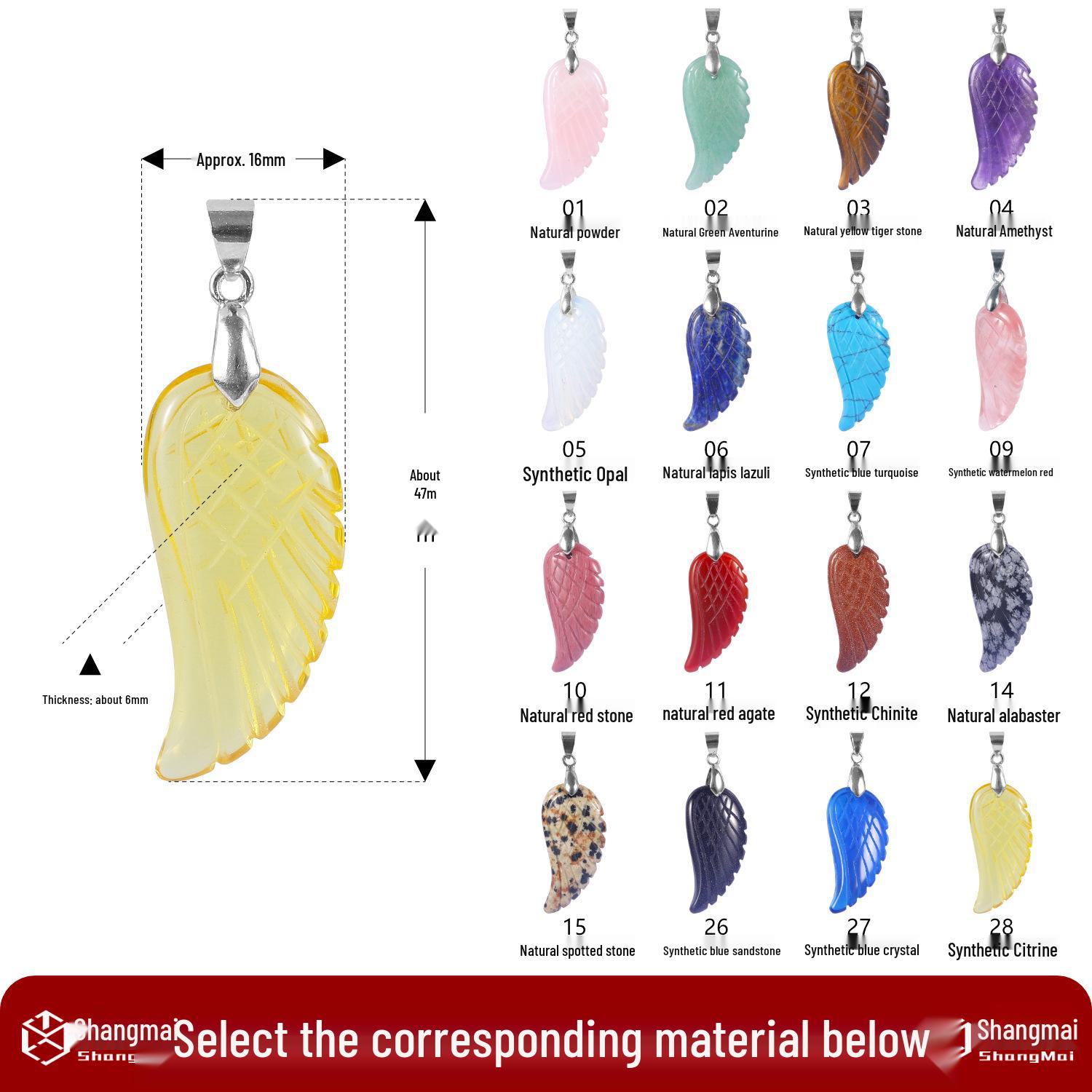 

Ожерелье с подвеской в виде хрустального крыла ангела: Ювелирные изделия унисекс в европейском и американском стиле Natural Amethyst