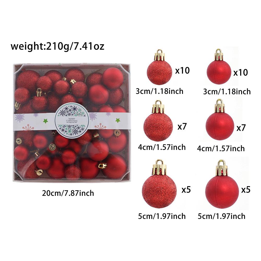 44-Piece Christmas Tree Ornament Set: Glittered Christmas Balls In Gift Box