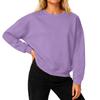 Women's Loose Comfortable Casual And Fashionable Round Neck Threaded Sleeves Solid Color Long Sleeved Sweatshirt