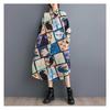 New Loose Large Size Oceanic Printing Mid-length Literary Retro Dresses