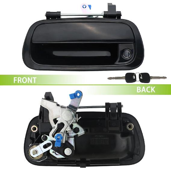 Tailgate Handle Liftgate Latch Handle With Key Lock Cylinder Smooth Black Compatible With 2000-2006 Toyota Tundra Replaces 69090-0C010 69090-0C030-C0