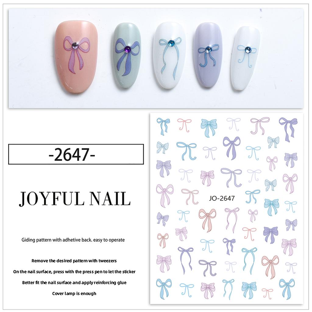 3D Ribbon Cute Silk Bowknot Nail Art Stickers Siders Self-Adhesive Kawaii Nail Decals Decoration DIY Manicure Accessories