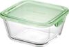 Iwaki Glass Storage Pack Heat-Resistant Container, Green, Deep, Square, 1.0L, & Microwave, C3247HMN-G