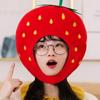 Cartoon Plush Strawberry Hat Red Novelty Strawberry Cap Funny Strawberry Headgear  Dress Up Party