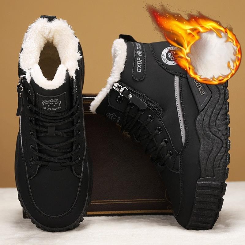 Men's Shoes with Added Insulation and Thick Cotton Lining, Thick-soled Boots, Anti-slip Snow Boots