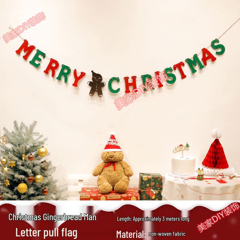 Christmas Theme Jewelry Store Decoration: Felt Garland & Tree Banner for Wall