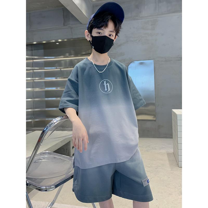 2023 Kids' Summer Sportswear: Boys' Korean Style Short-Sleeved Top & Wide-Leg Shorts Set