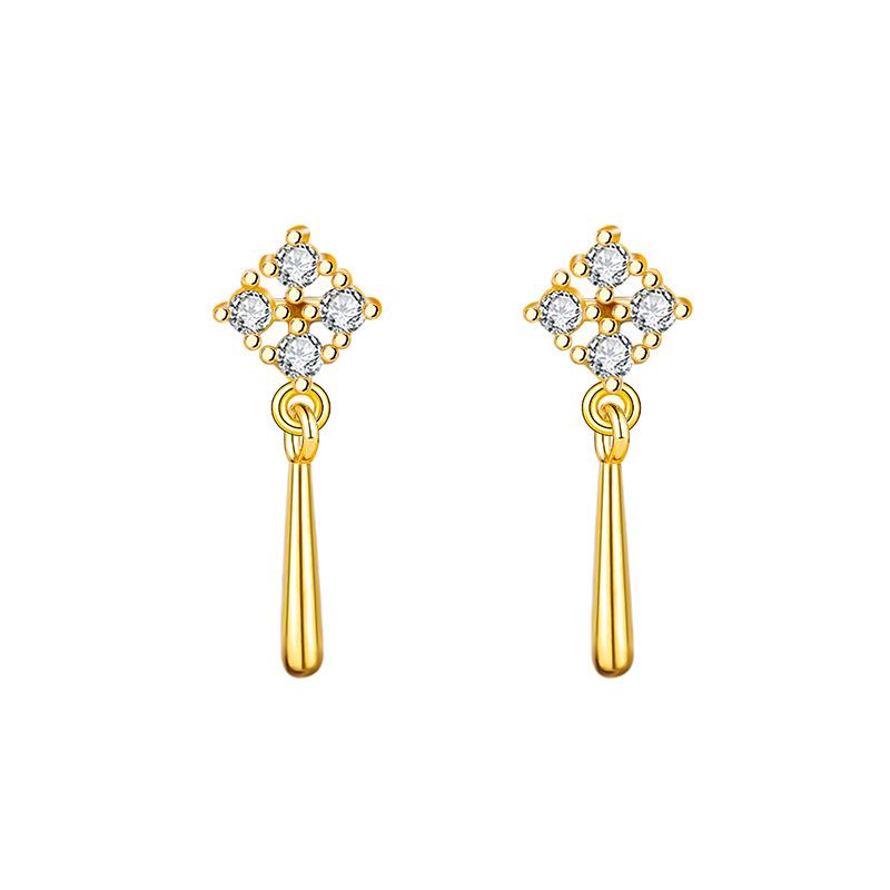 Korean Retro Four-Leaf Clover Tassel Earrings with Mini Zircon - Fashionable 2024 Trend for Women
