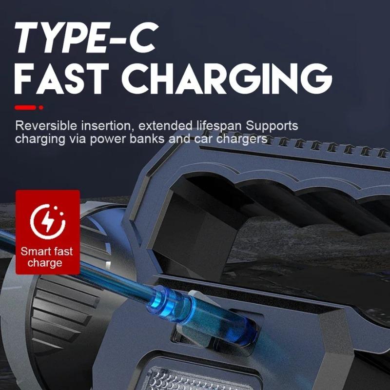 Solar Power LED Flashlights Multifunctional Portable Light Rechargeable Camping Work Light Solar Charging High brightness Torch