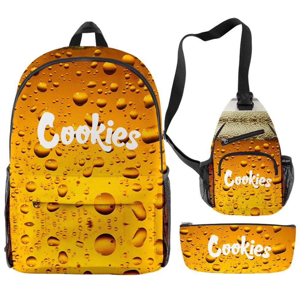 Cook 3D Digital Color Printing Backpack Set Oxford Cloth Waterproof And Wear-Resistant Three-Piece Backpack