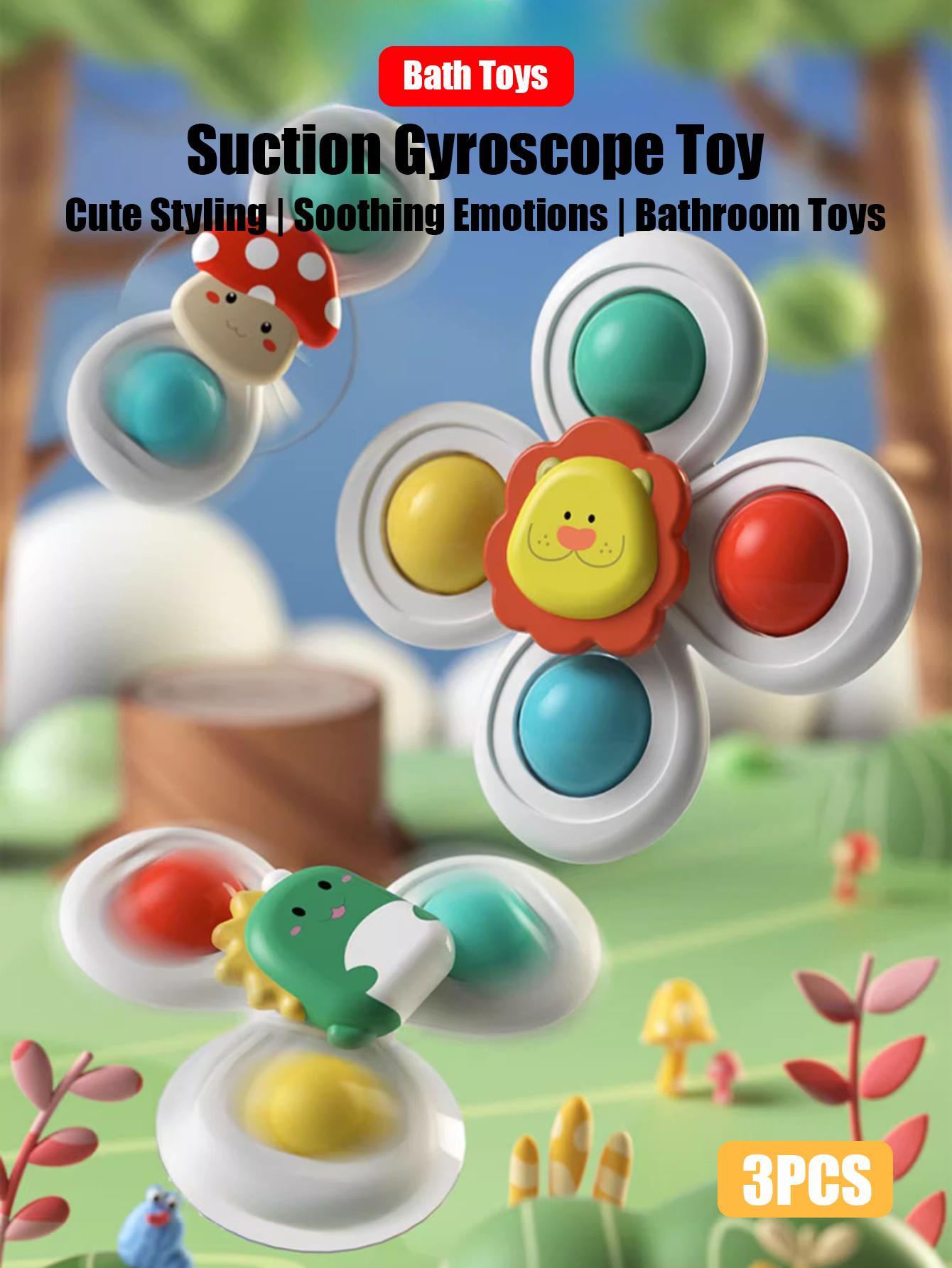 

Non-Toxic 3Pcs/Set Suction Cup Spinning Cartoon Animal Spinner Toys Kids Window Baby High Chair Table Travel Bath Toy For Children Gift