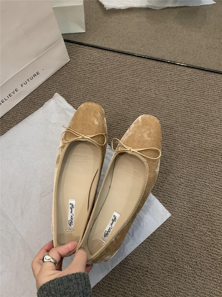 French Flat-bottomed Bow Single Shoes Women's 2025 New Spring Retro Grandma Shoes Ballet Shoes One Pedal Ladyshoes