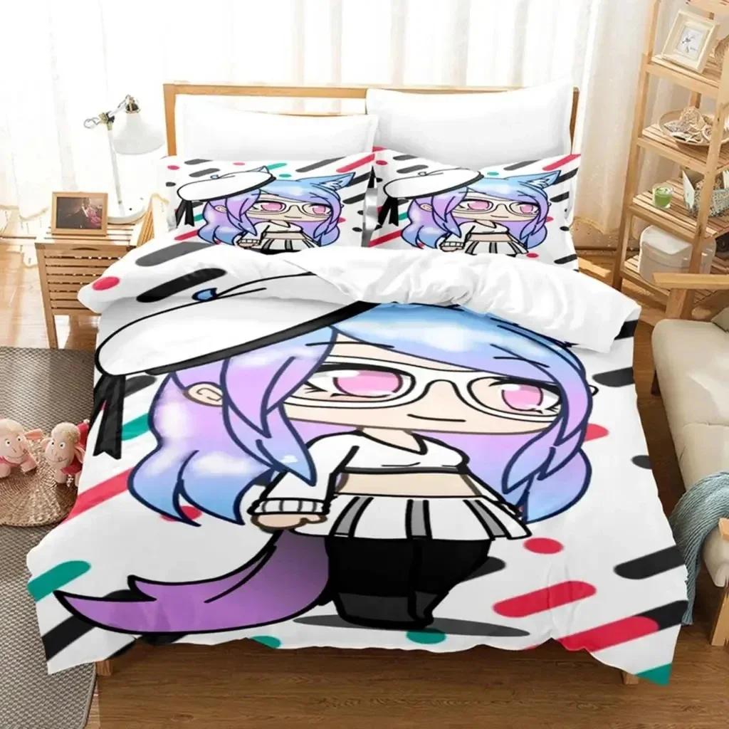 3D Print Anime Kawaii The Gacha Girl Printed Bed Set Duvet Cover Pillowcase Bedding Set Linen Sheet Quilt Cover Full Queen Size