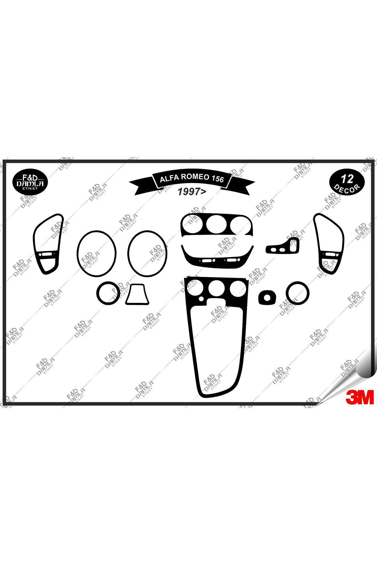 

Alfa Romeo 156 1997 Torpido Konsol Trim Göğüs Maun Kaplama Set 12 Parça Siyah