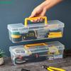 Transparent Plastic Tool Box with Handle - Multi-Compartment Storage Case for Tools, Hardware & Crafts