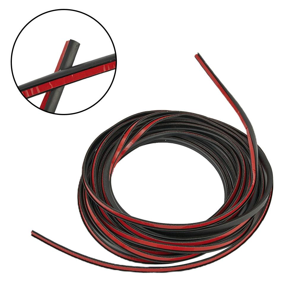 Bumper Sealing Strip Lip Side Skirt 5MM*7MM Vehicle 5 Meter Rubber Black