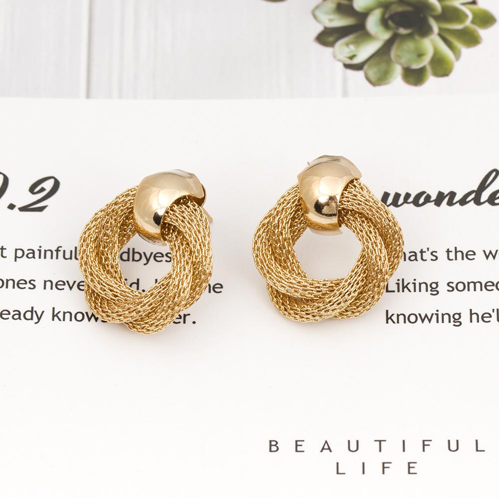 Vintage Metallic Twisted weaving Round Circle Dangle Earrings New Fashion Wedding Party Drop Earrings for Woman Jewelry