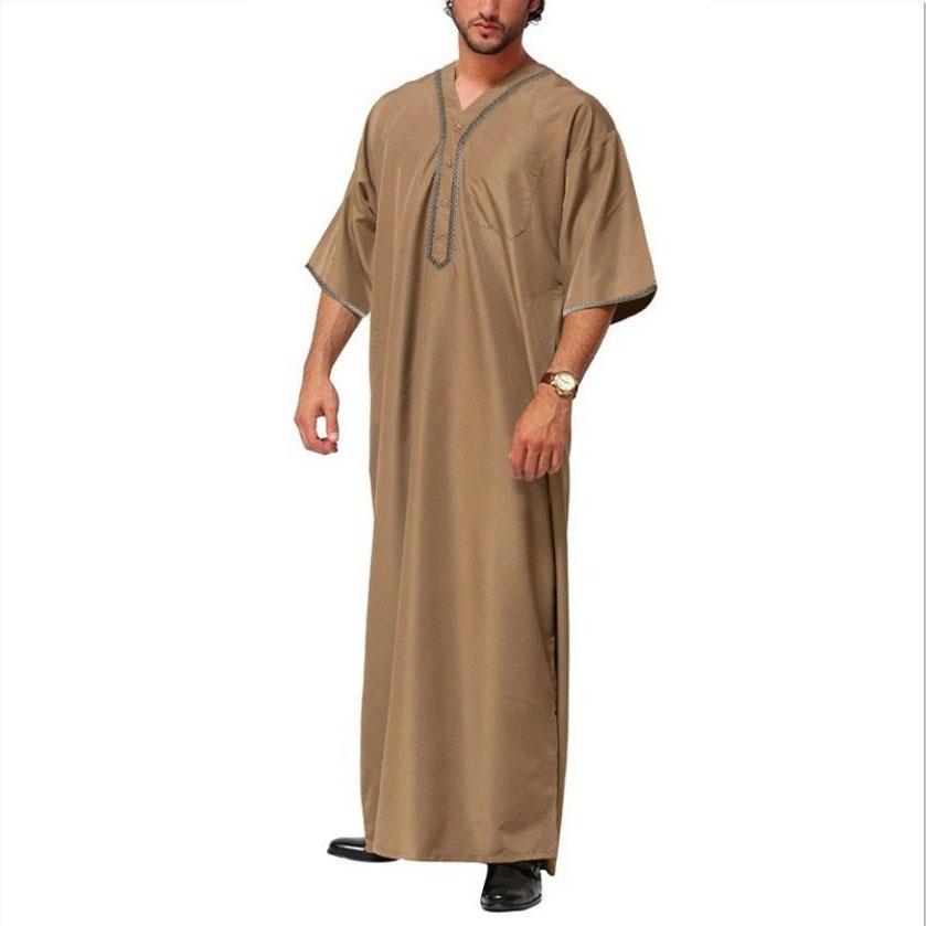 

Мужской мусульманский исламский кафтан, арабский винтажный халат со средним рукавом, свободный длинный топ в Дубае, Саудовская Аравия M