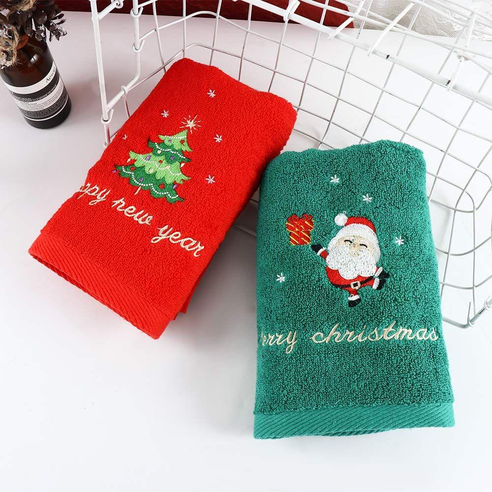 New Navidad Xmas Face Towel Christmas Decor Red Santa Claus New Year Gift Home Bathroom Washing Hand Face Towel Cloth Man Woman
