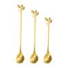 Gold Leaf Stainless Steel Spoon - Creative European Style Fruit, Coffee, Stirring, and Dessert Spoon Gift