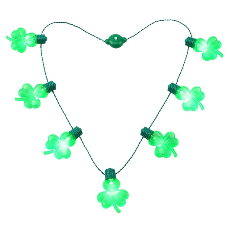 

LED Light Up Clovers Bulb Necklace Glowing Party Favor Ugly Christmas Sweater Accessories Christmas Decoration For Home 1