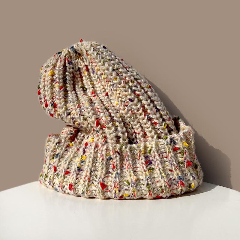 

Женская шерстяная шапка-бини в японском стиле - Теплая, универсальная вязаная шапка с защитой ушей для осени/зимы One Size бежевый