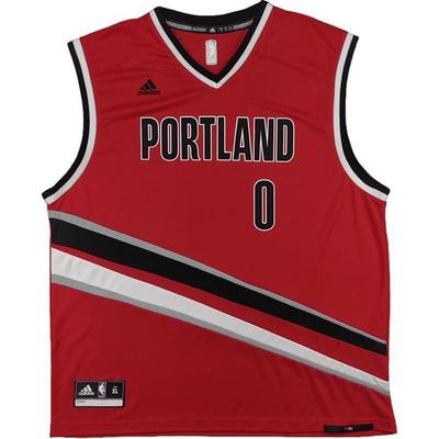 X Collaboration NBA Maillot Damian Lillard Portland Trail Blazers Maillot Homme Maillot de Basket Rouge C62389