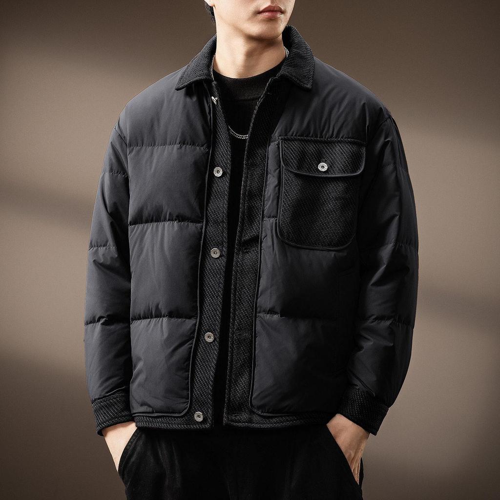 Men's High-End Lightweight American Fashion Winter Down Jacket - Trendy, Warm Lapel Design for Cold Protection