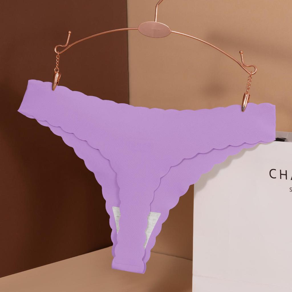Women's Ice Silk Low-Waist Seamless Panties with Pure Cotton Crotch - Sexy European & American Plus Size Triangle Design
