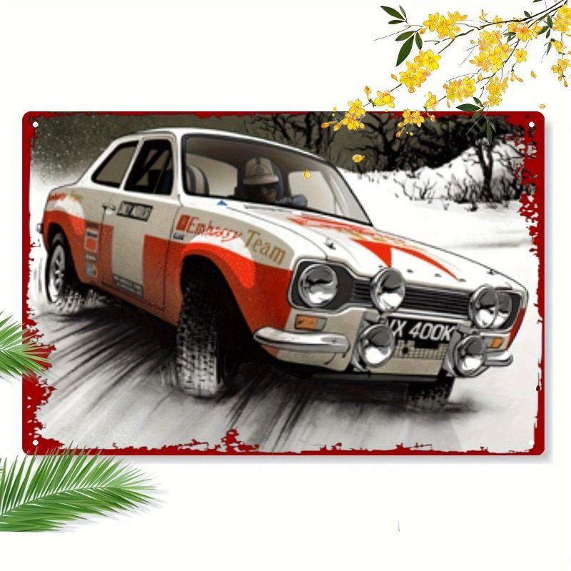 Racing Car Retro Style Metal Decorative Painting for Garage Room Decor