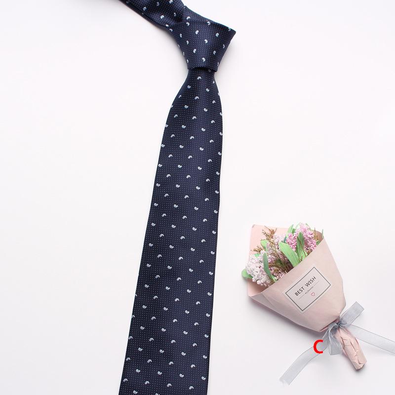 Navy Blue Series Oblique Striped Tie Men'S Business Flower 8Cm Polyester Silk Tie