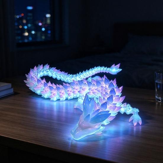 Flexible Dragon Figure for Desk Decor 3D Printed Glow in the Dark Fidget Toy, Articulated Non-toxic Plastic Toy Desktop Ornament Kids and Adults,
