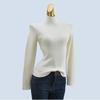 Basic Style Sunken Stripe Pure Color Regular Long Sleeves Pure Color All-Matching Knitting Sweater Bottoming Shirt Women's Clothing Fall and Winter