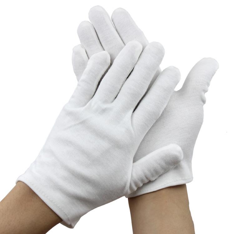 White Pure Cotton Gloves for Work, Etiquette, Cultural Play, and Bead Polishing