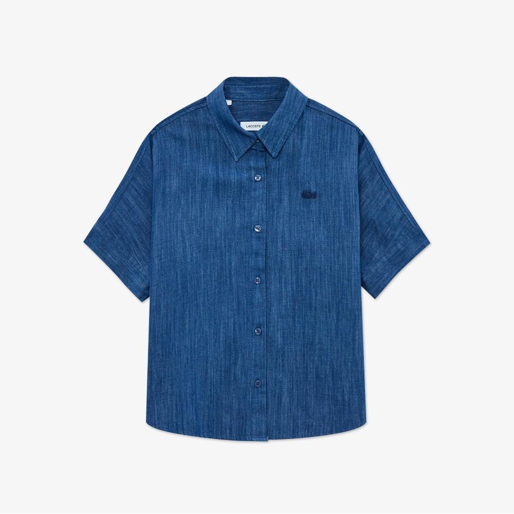 Lacoste Women's Dolman Fit Short Sleeve Tencel Shirt CF140E-56G36L