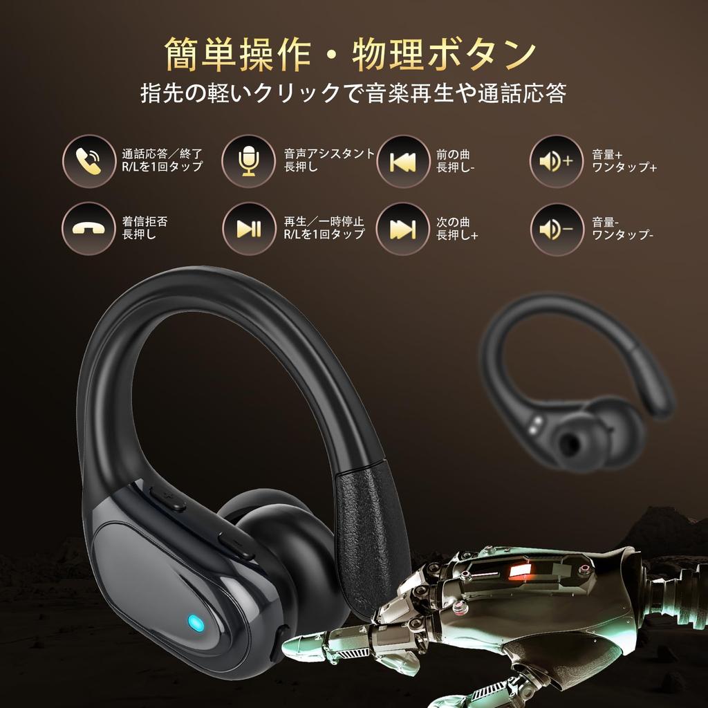 Bluetooth Wireless Earphones Latest Sports Wireless Bluetooth ENC Noise Cancellation Up to 80 Hours Playback IPX7 Waterproof Ear Hook Design Automatic