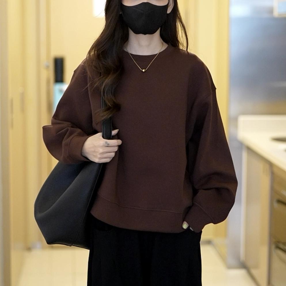Ginger Yellow Round Neck Women's Korean-Style Loose Sweatshirt - Spring Fashion