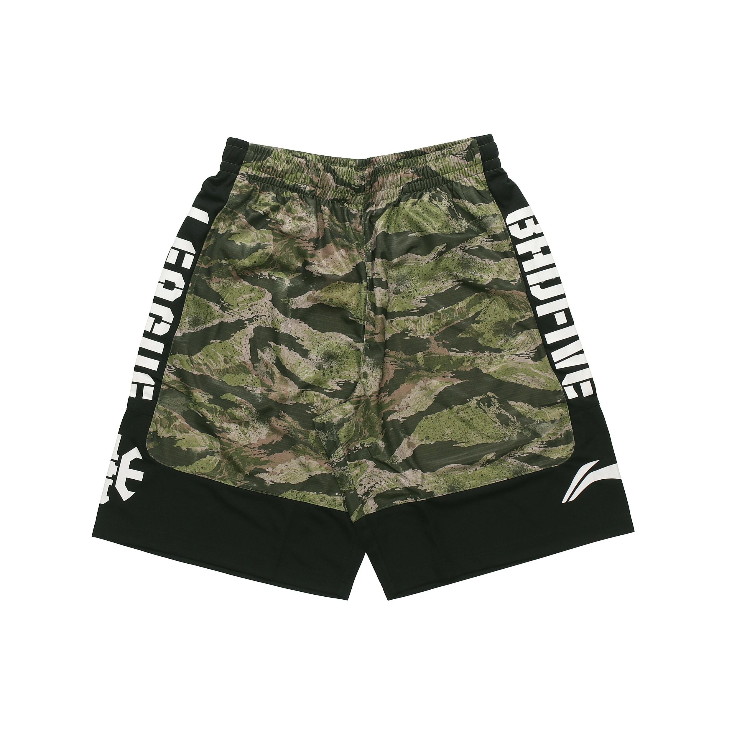 Li-Ning BadFive Basketball Shorts Black Green Camo Men s AAPN041-2 S