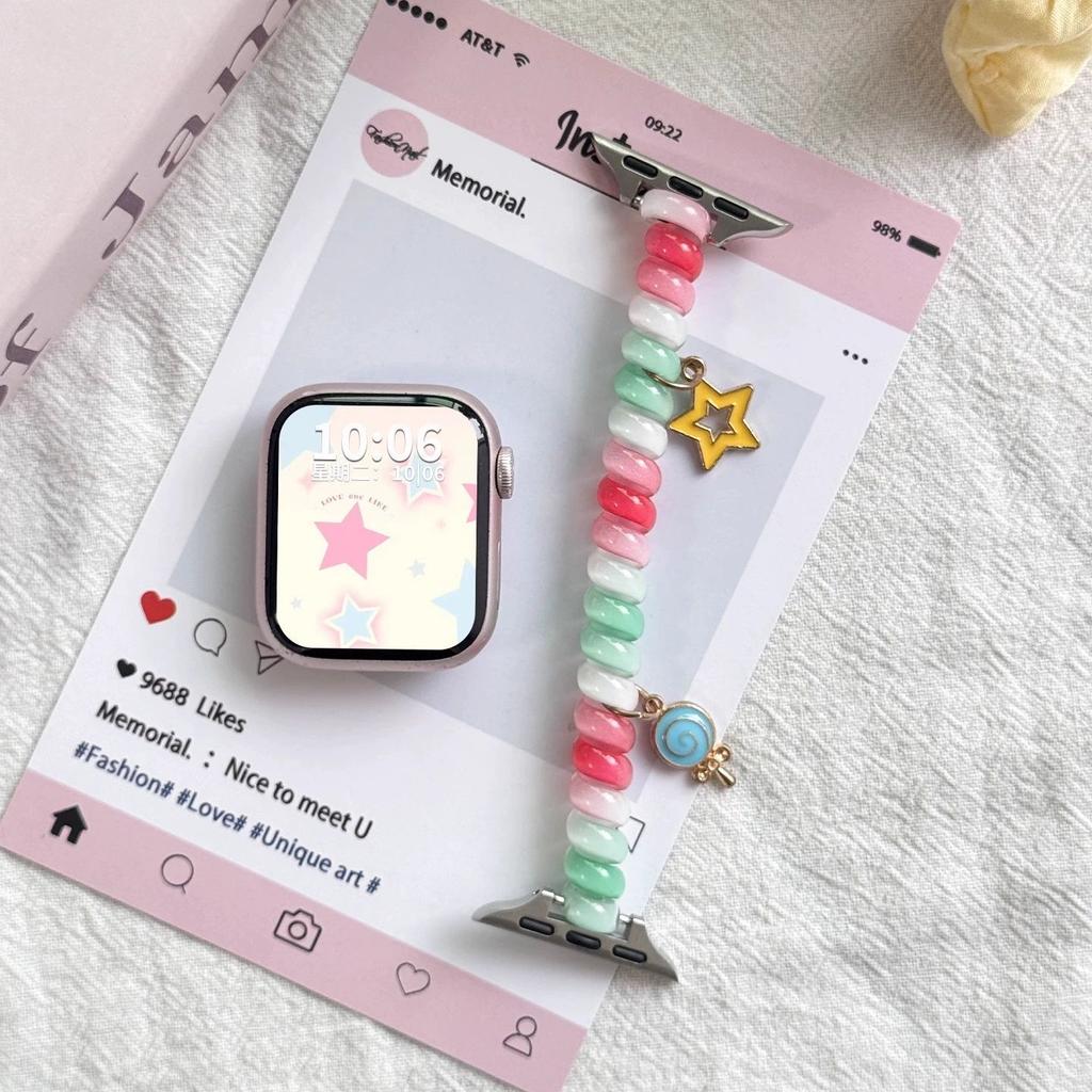 Cute Scrunchie strap for apple watch bands ultra 2 49mm 40mm 41mm 44mm 45 46mm stretchable brecelet iwatch seires 10 9 8 7 5 SE