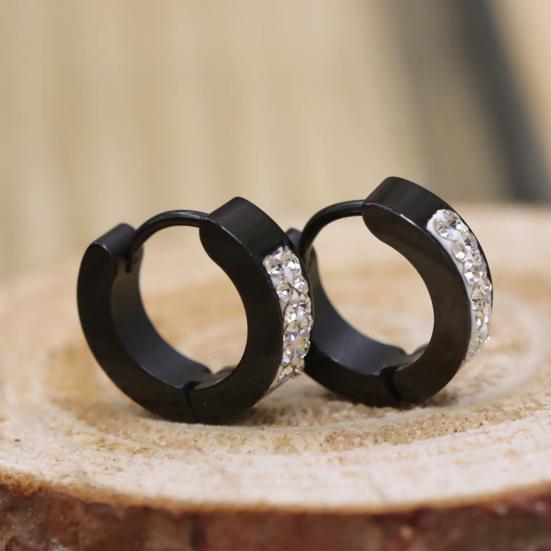 1 Pair Ear Studs Stylish Punk Style Titanium Steel Tiny Round Circle Small Stud for Party