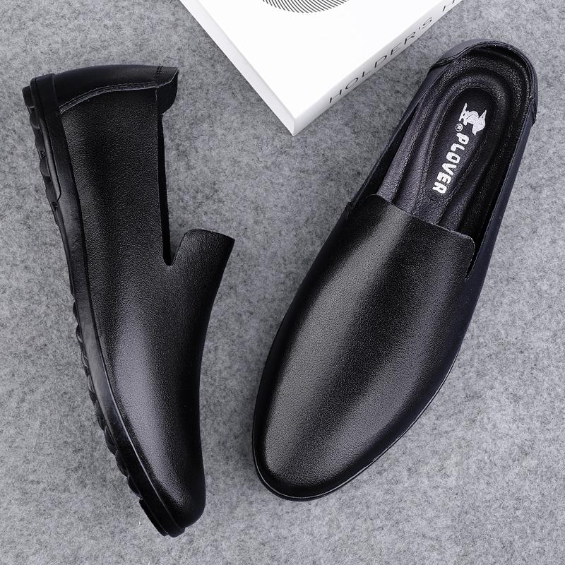 Simple Mens Casual Leather Shoes Versatile Men Loafers Comfy Mocasines Handmade Male Slip On Shoes Outdoor Travel Driving Shoes