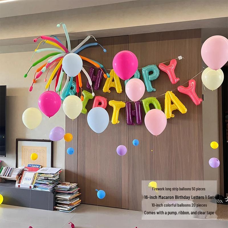 Colorful Dopamine Birthday Balloons and Backdrop for Kids' Party